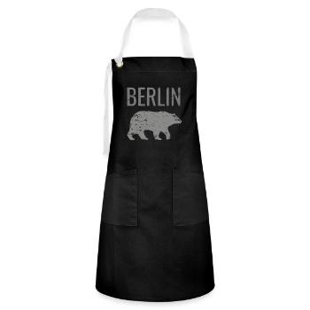 Berlin mit dem Bären Bär wie Berlin Spruch - Kontrastschürze - Schwarz/Weiß - Vorne - Zoe (177cm)