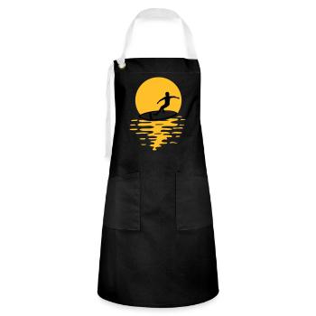 Sonne Abend Surfer - Kontrastschürze - Schwarz/Weiß - Vorne - Zoe (177cm)
