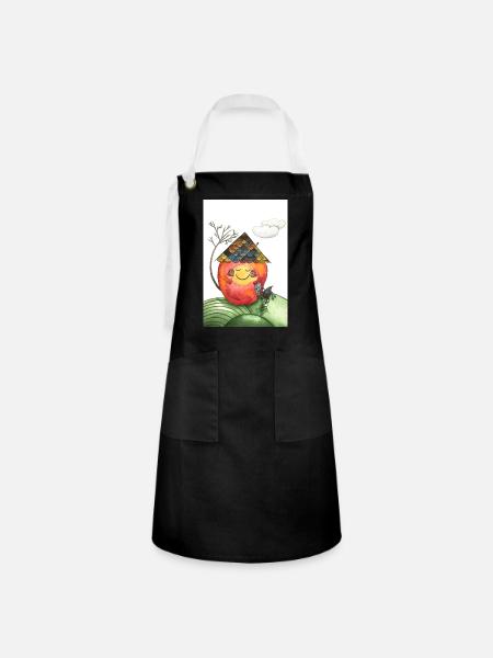 Apple Home Illustration - Kontrastschürze - Schwarz/Weiß