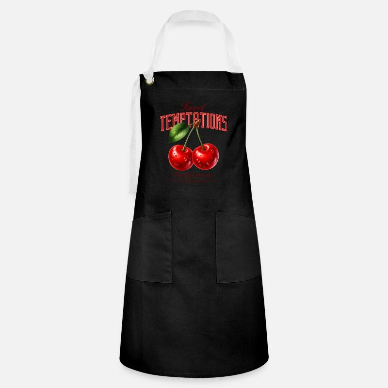 Sweet Temptations Cherries Design - Artisan Apron - black/white