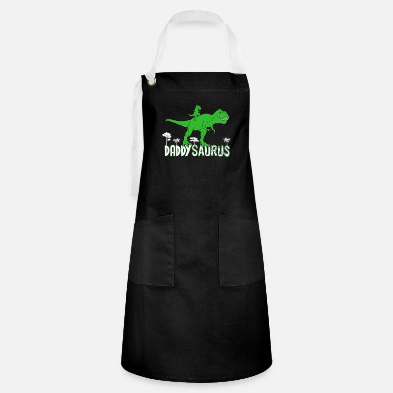 Daddysaurus Dinosaur Dad - Artisan Apron - black/white