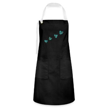 Vêtements en tissu 4 cœurs bleu - Tablier contrasté - noir/blanc - Devant - Zoe (177cm)