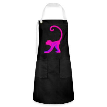 Neon Pink Monkey - Kontrastschürze - Schwarz/Weiß - Vorne - Zoe (177cm)
