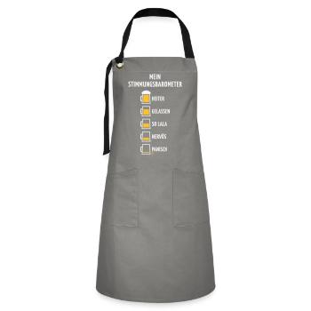 Mein Stimmungsbarometer (Bier / V1 / NEG) - Kontrastschürze - Grau/Schwarz - Vorne - Zoe (177cm)