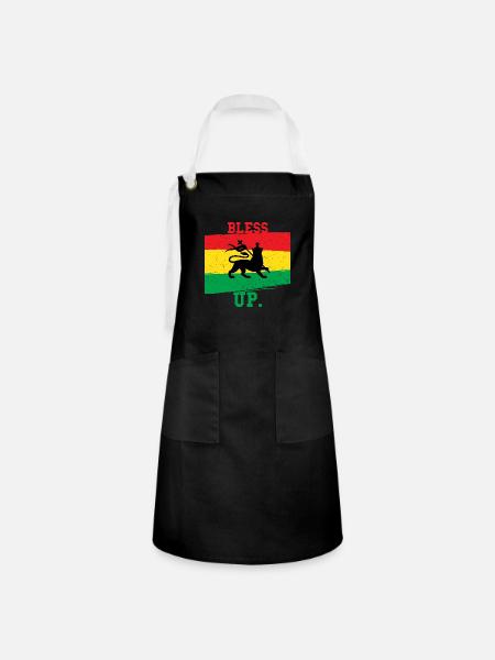Bless up Geschenkidee Rasta - Kontrastschürze - Schwarz/Weiß