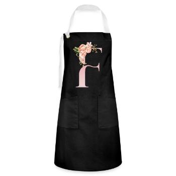 F florale pastel romantique - Tablier contrasté - noir/blanc - Devant - Zoe (177cm)
