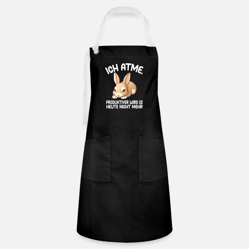 I it doesn't get any more roductive today rabbit - Artisan Apron - black/white