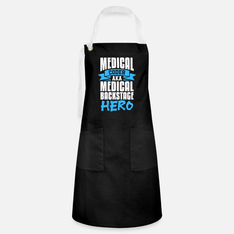 medical coder aka medical backstage hero Design - Artisan Apron - black/white