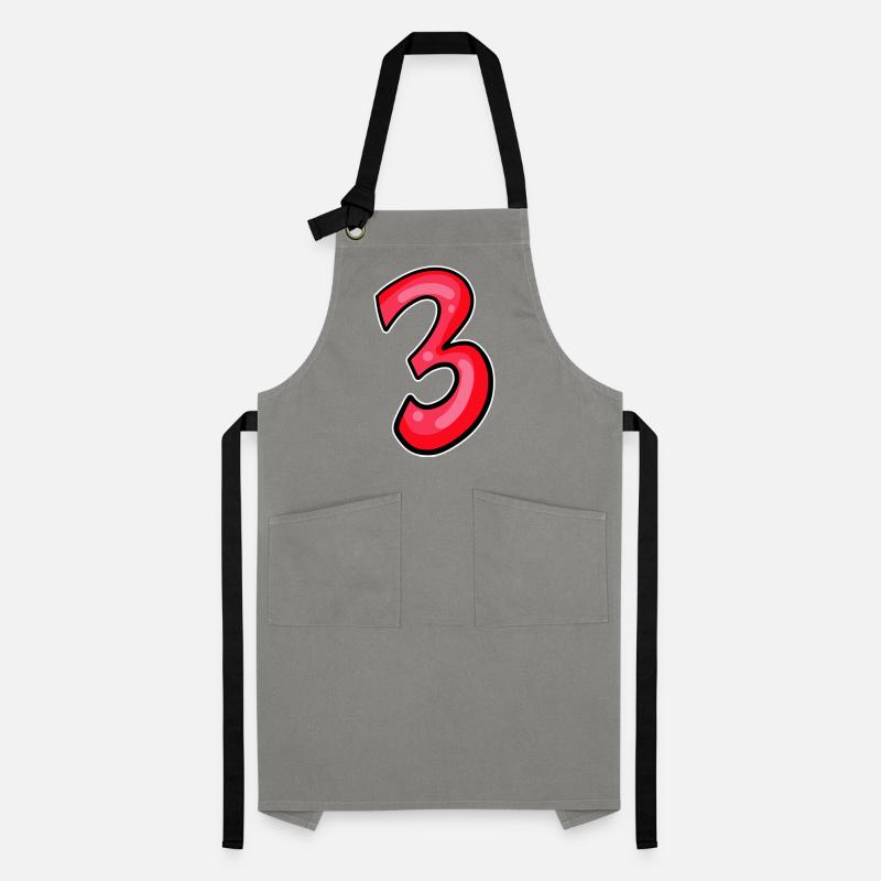Three - 3 - Number 3 - Number 3 Artisan Apron