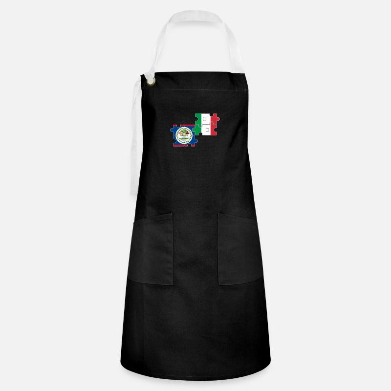 Belize Italie Drapeau Belizer - Tablier contrasté - noir/blanc