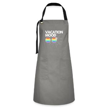 Vacation mood on summer travel Geschenkidee - Kontrastschürze - Grau/Schwarz - Vorne - Zoe (177cm)