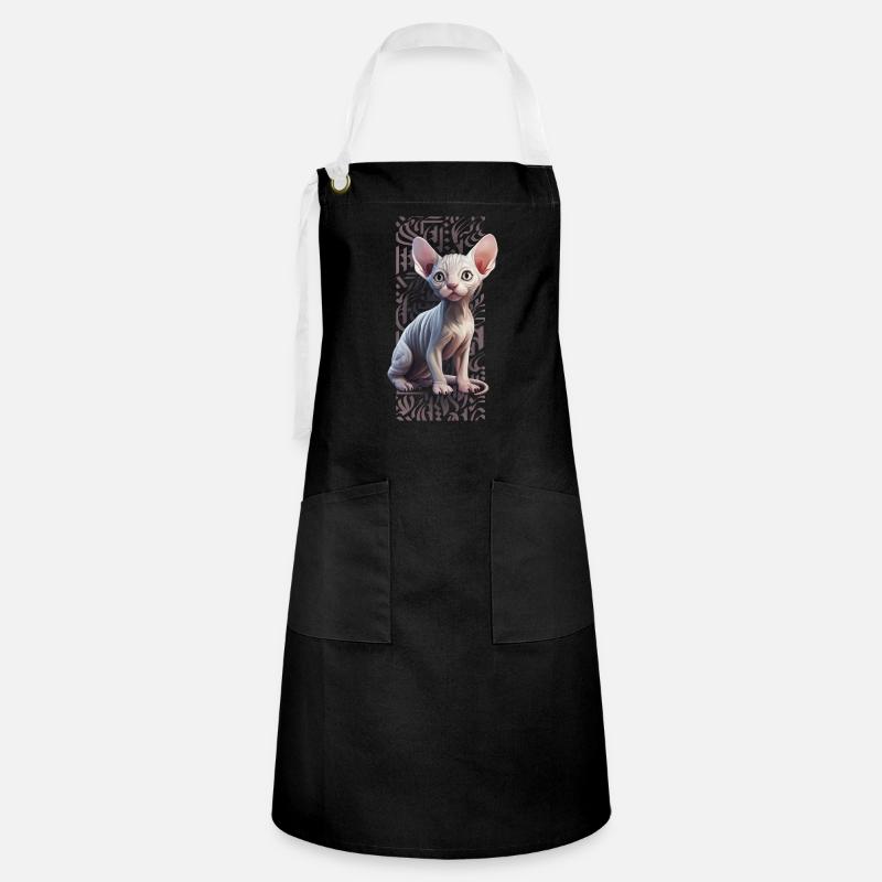Sphynx Cat calligraphitti - Artisan Apron - black/white