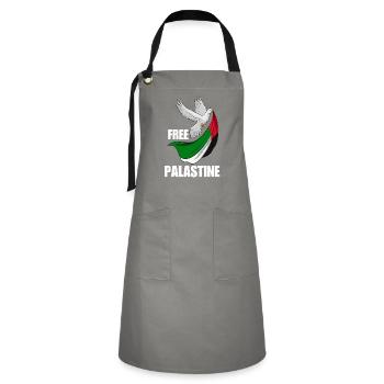 Free Palestine Design – Statement for Peace - Artisan Apron - grey/black - Front - Zoe (177cm)