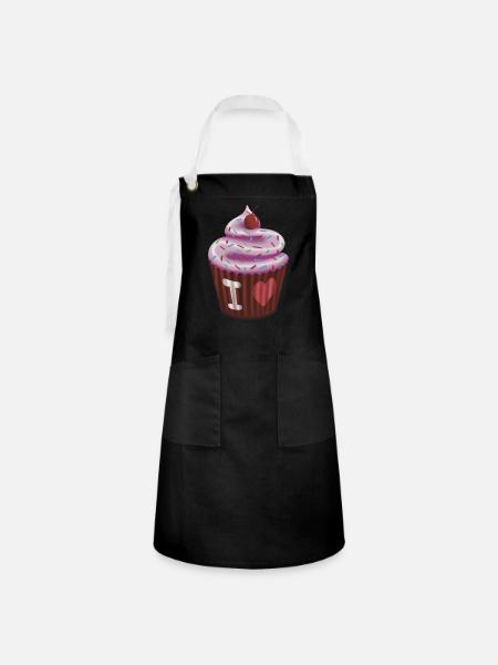 Cupcake - Kontrastschürze - Schwarz/Weiß