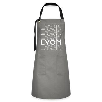 Lyon Typo Grid - Artisan Apron - grey/black - Front - Zoe (177cm)