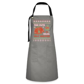 Hässlicher Weihnachtspullover - Kontrastschürze - Grau/Schwarz - Vorne - Zoe (177cm)