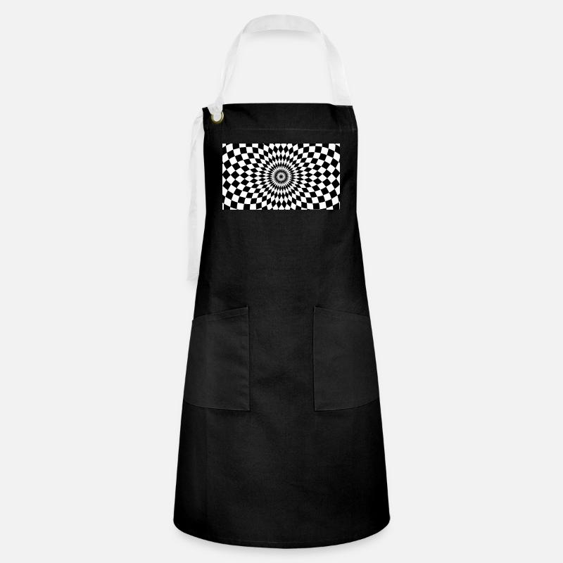 Optical Vortex Checker Illusion - Artisan Apron - black/white