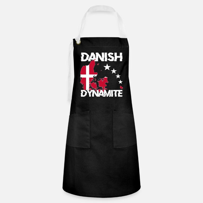 Danemark drapeau danois cadeau de dynamite - Tablier contrasté - noir/blanc