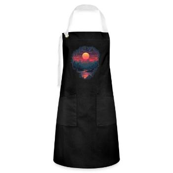 Hole to a pixelated world - Artisan Apron - black/white - Front - Zoe (177cm)