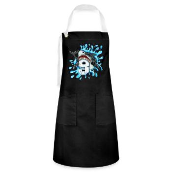 Birthday gift for the 9th birthday children shark - Artisan Apron - black/white - Front - Zoe (177cm)