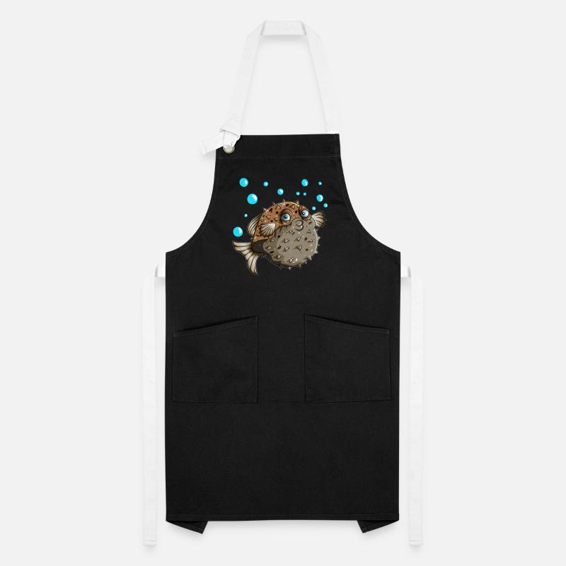 Puffer fish makes bubbles lovers sea creature fish Artisan Apron