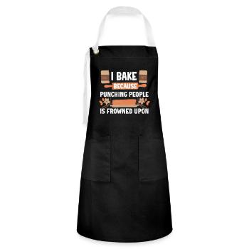 Bäcker Geschenk Backen für Bäcker - Kontrastschürze - Schwarz/Weiß - Vorne - Zoe (177cm)
