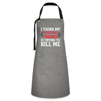 Personal Trainer Coach Gym Workout Fitness Trainer - Artisan Apron - grey/black - Front - Zoe (177cm)