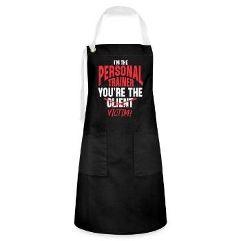 Personal Trainer Coach Gym Workout Fitness Trainer - Artisan Apron - black/white - Front - Zoe (177cm)