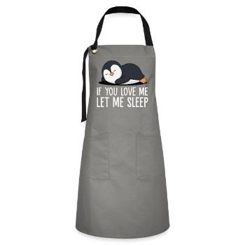 Pinguin Pinguine Tier - Kontrastschürze - Grau/Schwarz - Vorne - Zoe (177cm)