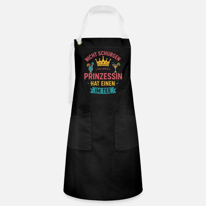 Don't Push Princess Malle Bachelor Party - Artisan Apron - black/white