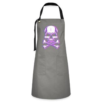 Skull Glitch Vaporwave Dark Pastel Goth - Artisan Apron - grey/black - Front - Zoe (177cm)