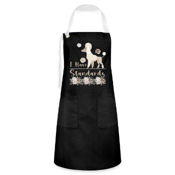 Pudel Mama Hund Lustig Standard Pudel - Kontrastschürze - Schwarz/Weiß - Vorne - Zoe (177cm)