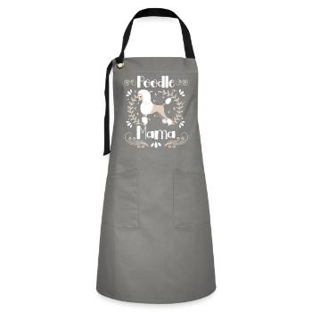 Pudel Mama Niedlicher Hund Standard Pudel - Kontrastschürze - Grau/Schwarz - Vorne - Zoe (177cm)