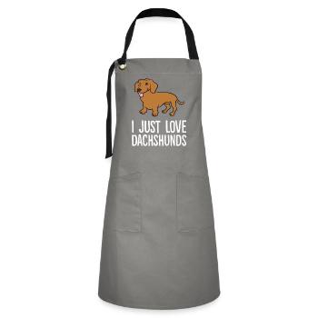 Teckel - I just love Dachshunds - Tablier contrasté - gris/noir - Devant - Zoe (177cm)