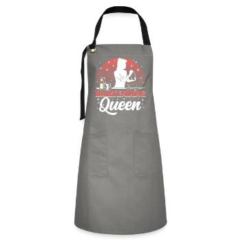Bartending Queen - Kontrastschürze - Grau/Schwarz - Vorne - Zoe (177cm)