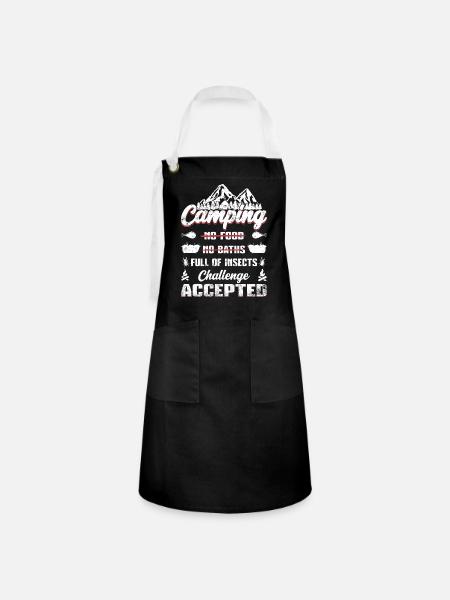 camping Challenge accepted - Kontrastschürze - Schwarz/Weiß