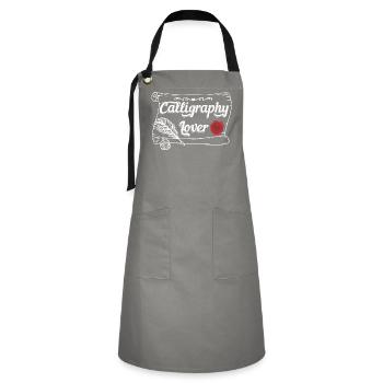 Calligraphy lover - Artisan Apron - grey/black - Front - Zoe (177cm)