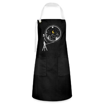 Sternenbeobachtung Astronomie - Kontrastschürze - Schwarz/Weiß - Vorne - Zoe (177cm)