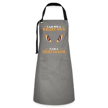 I am not a night owl I am a night dragon - Artisan Apron - grey/black - Front - Zoe (177cm)