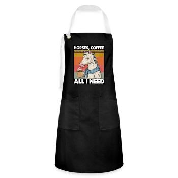 Lustiges Pferd Kunst Pferdebesitzer Pferde Kaffee - Kontrastschürze - Schwarz/Weiß - Vorne - Zoe (177cm)