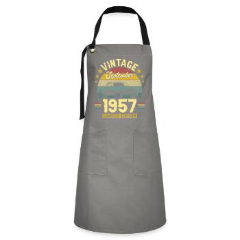 Vintage September 1957 65 years anniversary - Artisan Apron - grey/black - Front - Zoe (177cm)