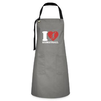 I Love Basketball - Heart - Hobby - Artisan Apron - grey/black - Front - Zoe (177cm)