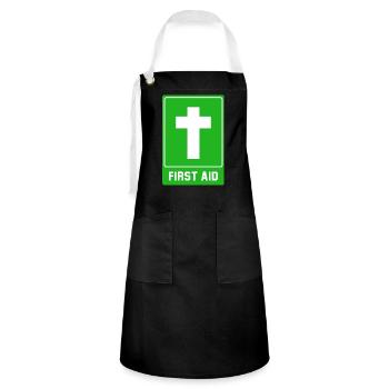 Kreuz First aid - Kontrastschürze - Schwarz/Weiß - Vorne - Zoe (177cm)