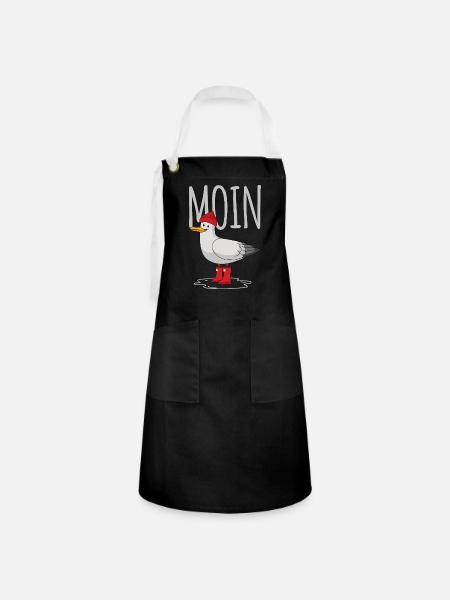 Moin Möwe - Kontrastschürze - Schwarz/Weiß
