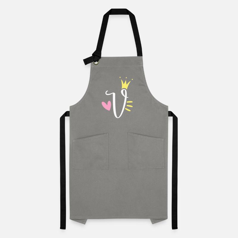 Letter V Initial Letter Crown Artisan Apron