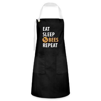 Beekeeper. Eat, Sleep, Bees, Repeat - Artisan Apron - black/white - Front - Zoe (177cm)