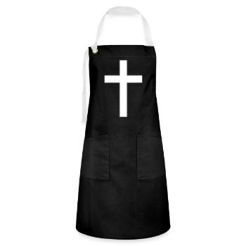 Kreuz Christentum - Kontrastschürze - Schwarz/Weiß - Vorne - Zoe (177cm)