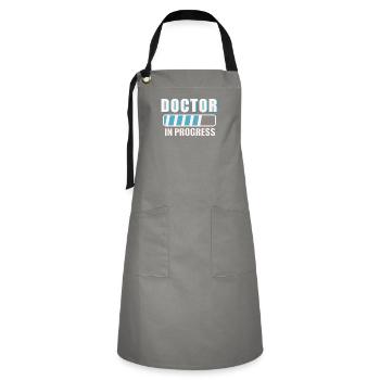 Docteur Docteur Travail Médecins - Tablier contrasté - gris/noir - Devant - Zoe (177cm)