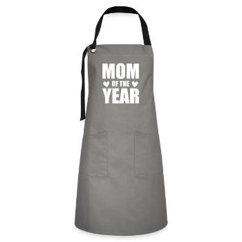 Mutter Spruch Geschenk Mama Muttertag - Kontrastschürze - Grau/Schwarz - Vorne - Zoe (177cm)