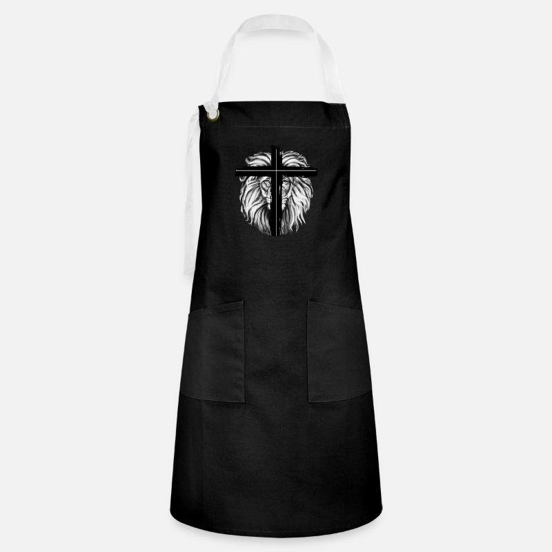 Lion Cross black - Artisan Apron - black/white